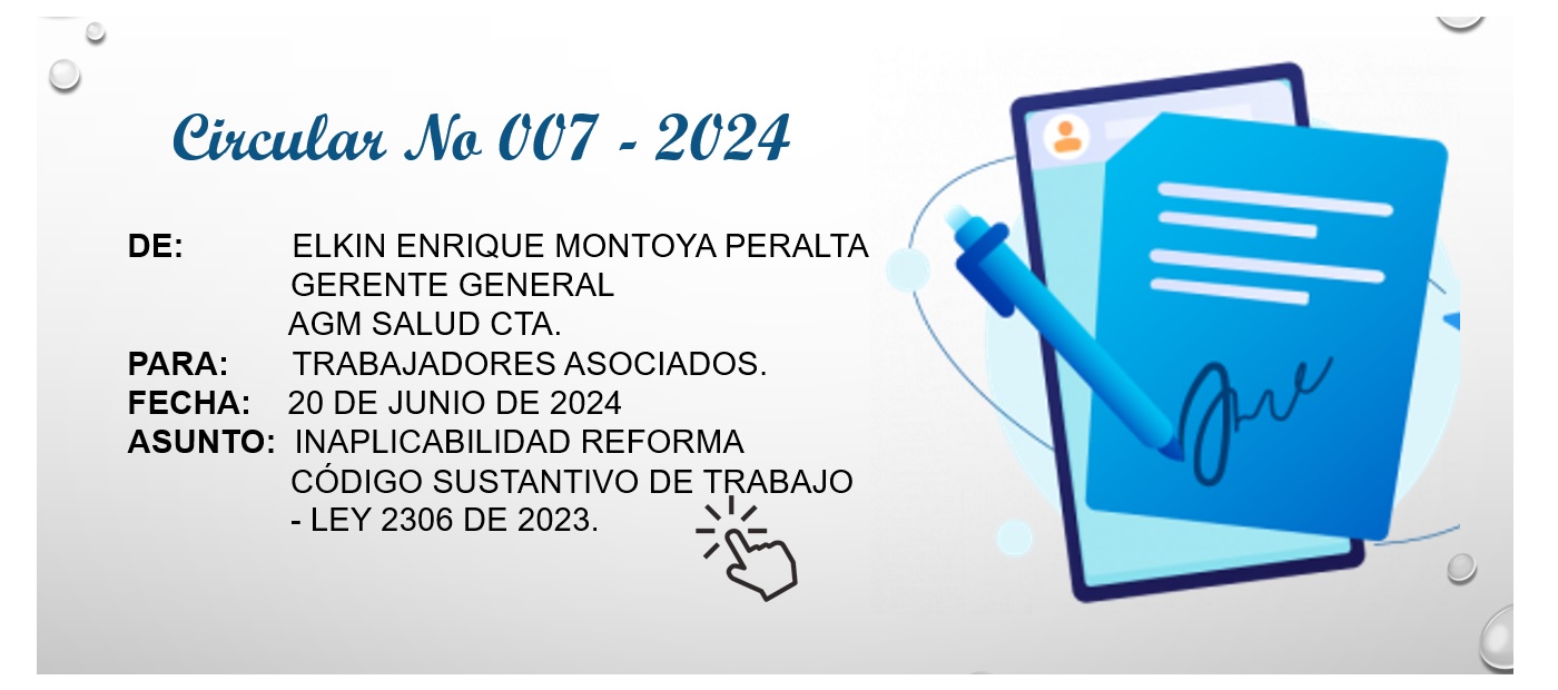 Inaplicabilidad Reforma Código Sustantivo de Trabajo – Ley 2306 de 2023 - AGM Salud C.T.A.